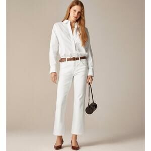 J.Crew '03 Kick Out Jean WMNS 32 Tall White Denim Mid Rise Super Stretch Zip Fly